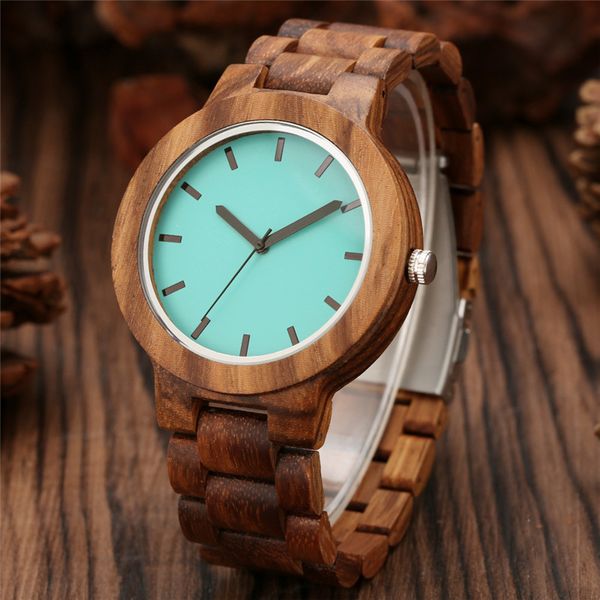 

creative design men watch bamboo wristwatch male quartz analog watches with blue dial natural wooden bracelet strap gift, Slivery;brown