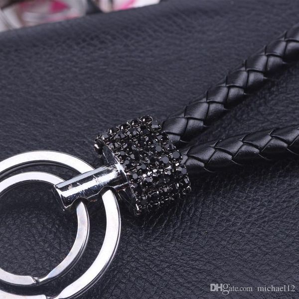 

double loop rhinestone crystal keychain creative designer new key chains purse messenger bag backpack pendant 16 colors, Silver