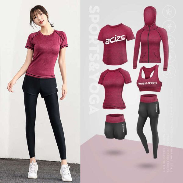 

high piece new spring waisted six running suit for women yoga, Gray