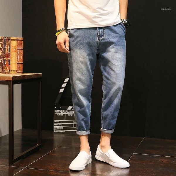 

wholesale harem denim loose harem pants summer thin ankle length pants men plus fat plus size 42 student teenagers youth jeans1, Blue