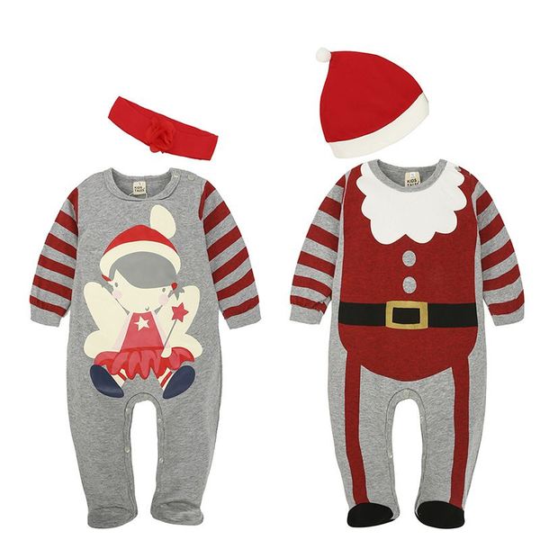 

clearance newborn infant baby boys girl christmas xmas clothes romper hat outfit costume toddler cartoon kids clothes sets, White