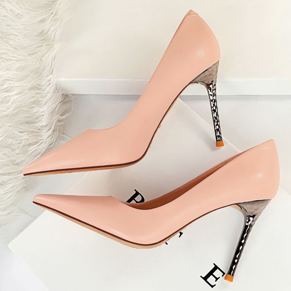 

2021 women 9.5cm high heels lady wedding bridal pumps stiletto fetish shoes female elegant scarpins stripper office metal heelsmultifunction, Black