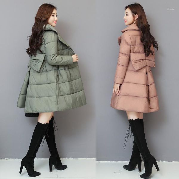 

2018 winter new version of the versatile cotton clothing women's long section of cotton jacket a word fluffy coat cloak coat 3xl1, Black