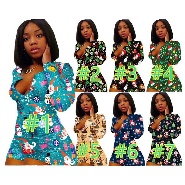 

fashion christmas women jumpsuits long sleeve romper shorts xmas santa claus snowman autumn winter home leisure wear jumpsuit s-3xl f111805, White