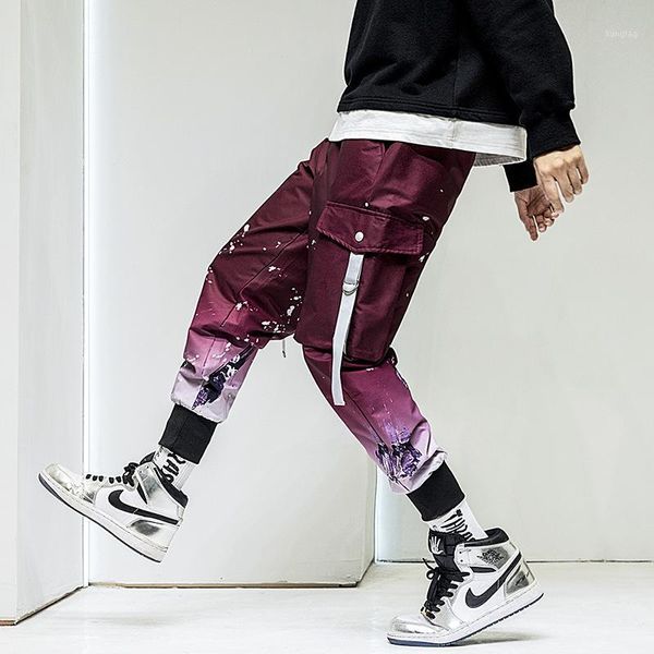 

multi pockets cargo harem jogger pants men hip hop fashion casual track trousers streetwear harajuku 2020 new men sweatpants1, Black