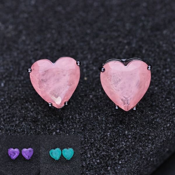 

newranos elegant fusion stone heart shape stud earrings black plated fashion crystal earrings for women jewelry ewx002382 210202, Golden;silver