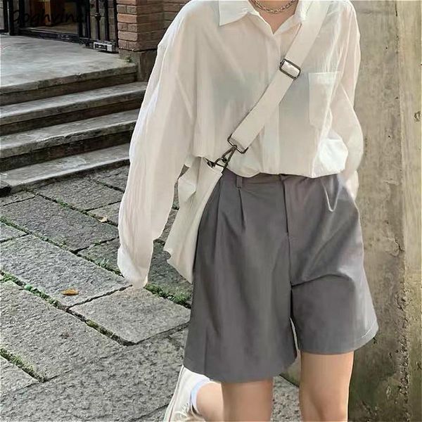 

shorts women plus size 3xl basic trendy wide-leg chic korean all-match ladies short trouser leisure high street women's clothing, White;black