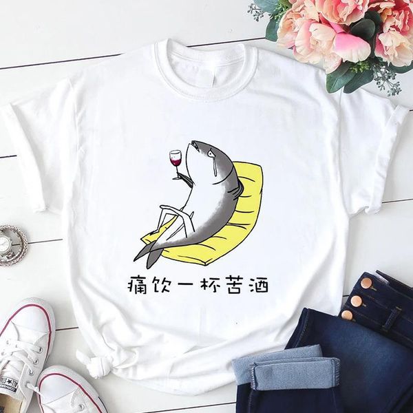 

salted fish cry graphic t-shirt lady fun streetwear t-shirt harajuku aesthetic vogue white female t-shirt