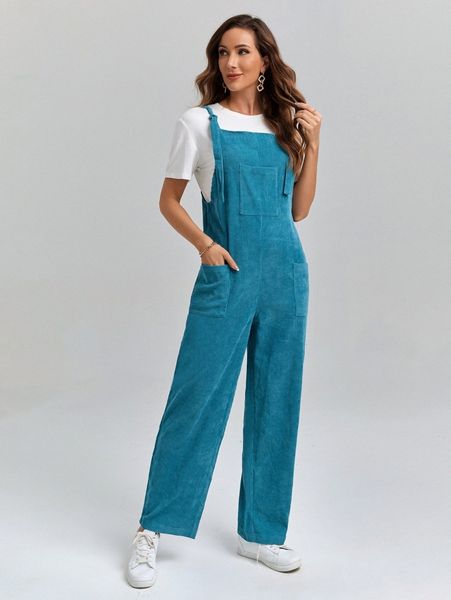 

emery rose pocket patched corduroy jumpsuit without g24f#, White