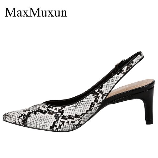

maxmuxun women classic slingback kitten heels dress pump snake prints brown black grace occupation pumps shoes y200326