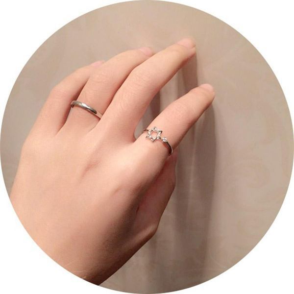 

yada trendy hexagram open rings for men&women stainless steel star ring engagement wedding jewelry silver color ring rg200045 sqcesm