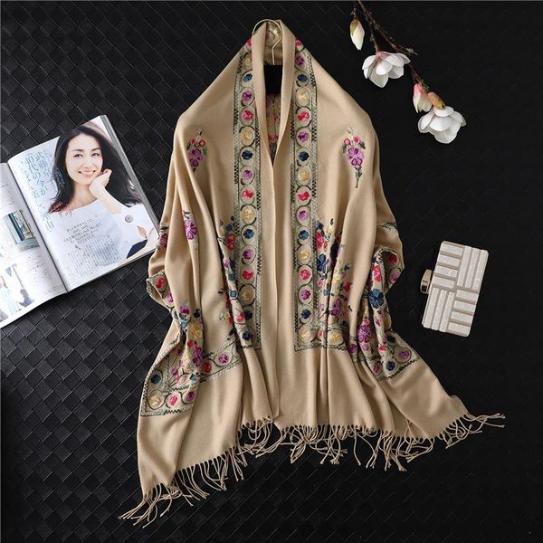 

2020 designer brand women scarf winter cashmere scarves lady shawls and wraps female blanket pashmina embroidery scarfs sqcskj, Blue;gray