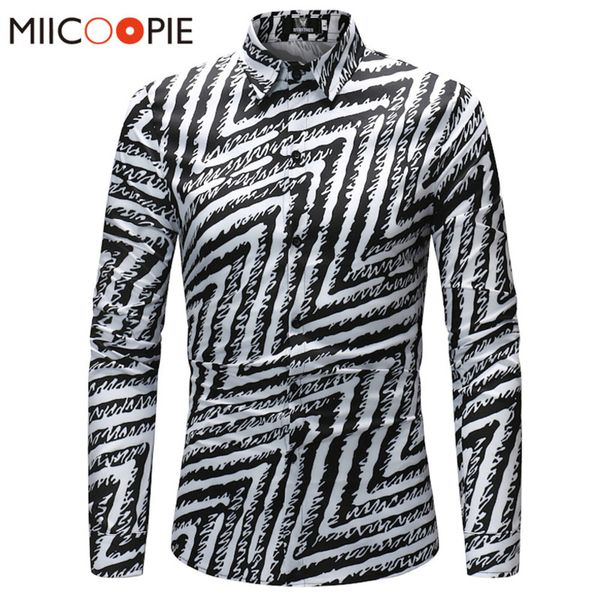 

dress shirt men casual slim fit mens geometric printed chemise homme men solid funny long sleeved camisa masculina -4xl c1222, White;black