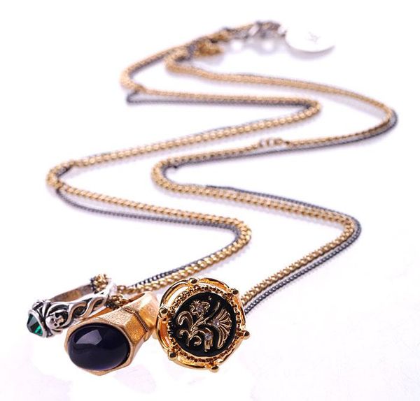 

chains bulk price gossip girl bright black rope gold color pendant long lovers necklace, Silver