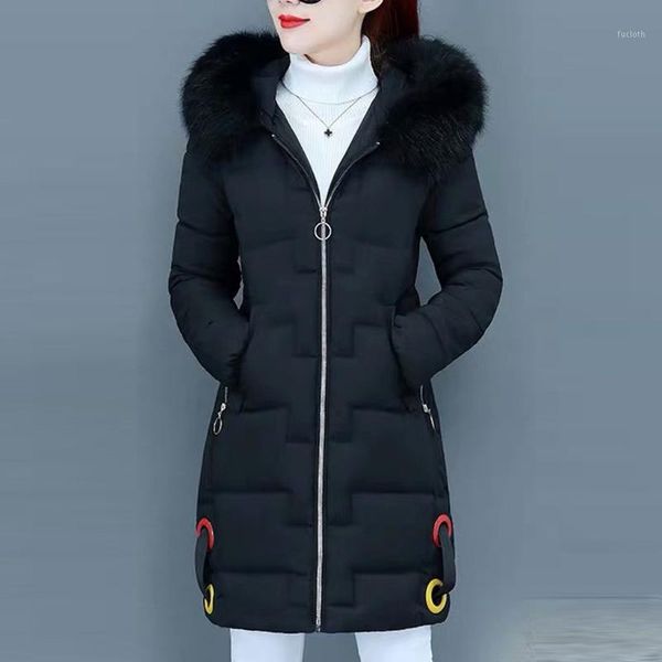 

hooded ladies coat long coats parka oversize color jacket long women winter thick jacket parkas women winter overcoat 2019#41, Black