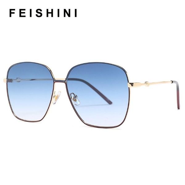 

feishini celebrity protable quality sunglasses women oversized square glasses brand design luxury sunglass 2020 gradient vintage, White;black