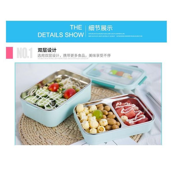 

cartoon lunch box stainless steel double layer food container portable for kids kids picnic school b sqctus