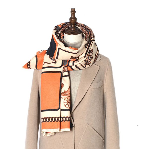 

2021 new brand winter scarf women cashmere warm pashmina foulard lady horse scarves thick soft shawls wraps ekxe, Blue;gray
