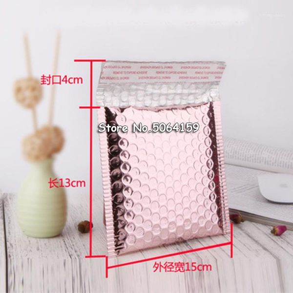 

50pcs 15*13+4cm rose gold bubble envelop, rose gold foil bubble mailer for gift packaging, wedding favor bag1