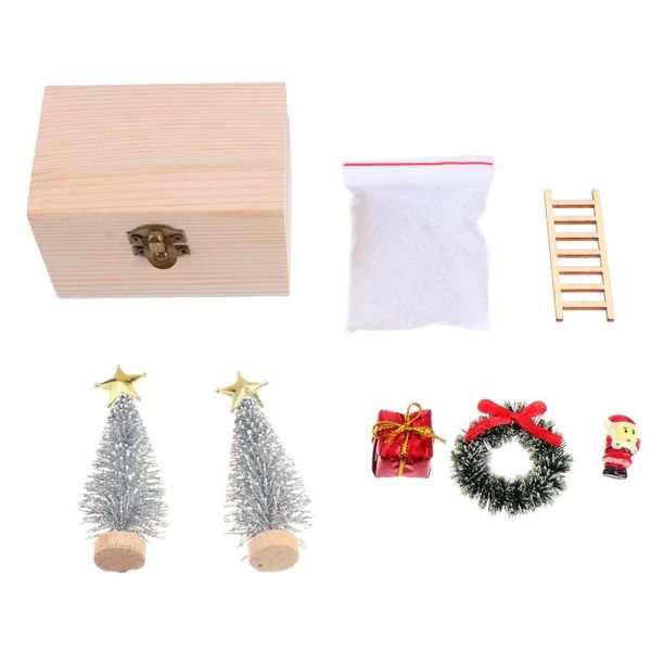 

1pc christmas wood box ornament showcase layout prop deskdecoration