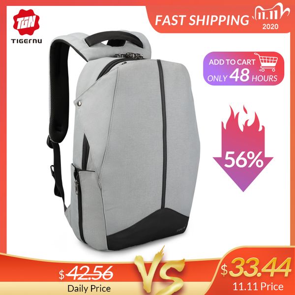 

tigernu anti theft patented zipper tsa lock no key design men usb 15.6 inch lapbackpacks schoolbag student college backpack