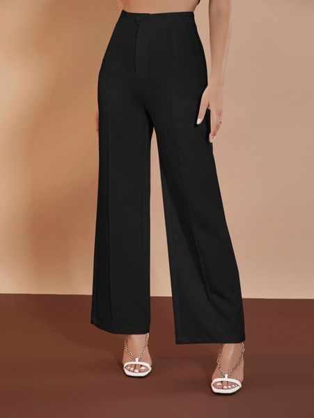 

high waist wide leg pants 64op#, Black;white