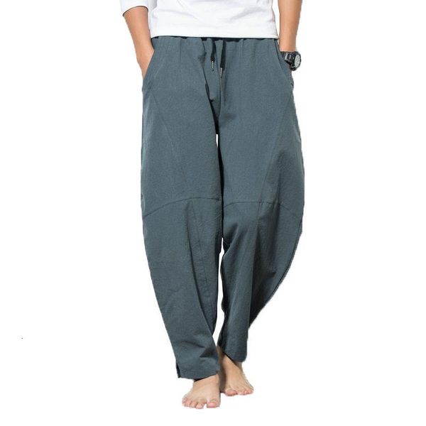 

2020 summer plus size mens hip hop harem pants men casual loose trousers drawstring joggers imitation hemp pants m-5xl, Black