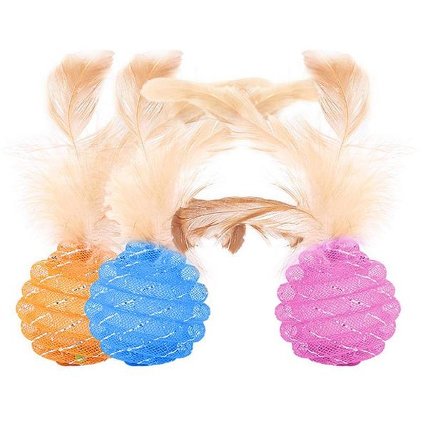 

1pc funny cat toys pet cat toy line tube ball with feather interactive cat toy feather stick dog toy q wmtnim