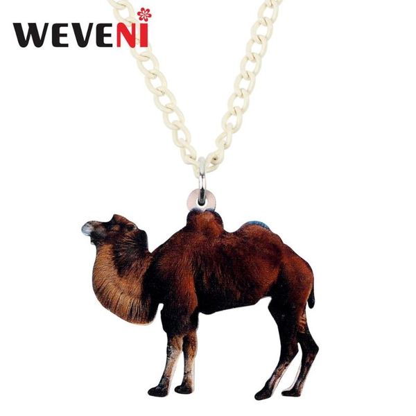 

pendant necklaces weveni acrylic standing desert camel necklace choker animal jewelry for women girls teen kid 2021 fashion party gift, Silver