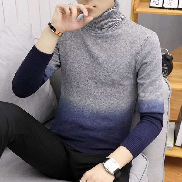 

mens sweaters 2020 autumn winter thick warm pullover men knitted cashmere wool sweater men heavy turtleneck jumper 82291, White;black