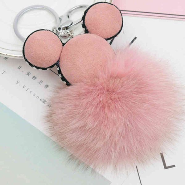 

fashion 100% real pompon chain for women, fluffy fur ball chain fox hair bag key holder eh808, Slivery;golden