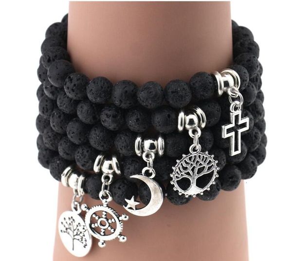 

12 natural styles prayer fashion stone lava beads charms bracelets anti-fatigue volcanic rock men's women's diffu