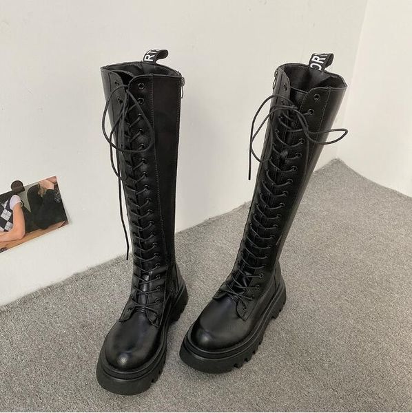 

women boots winter snow booties black increase long tube fashion womens motorcycle boot leather shoes size 35-40 07