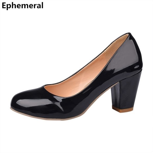 

ladies high heel black shoes patent leather round toe larger size 43 44 47 women's red high heels for wedding party new fashions lj2009