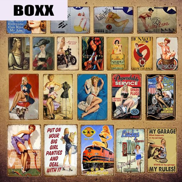 

американский плакат pin up девушка смешная леди олово знак настенные украшения настенные настенные наклешиватели кафе бар вечеринка клуб вин