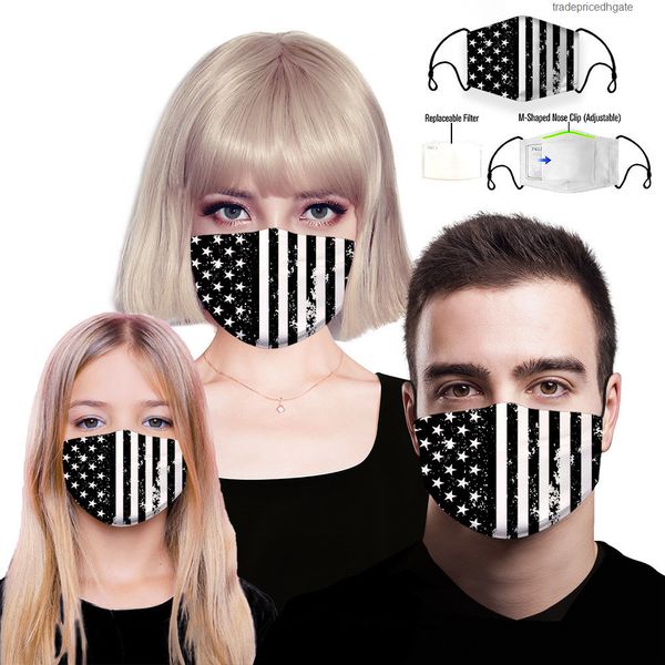 

dust with anti designer cloth luxury face mask,face pm2.5 replaceable cotton filter washable reusable masks flag pattern