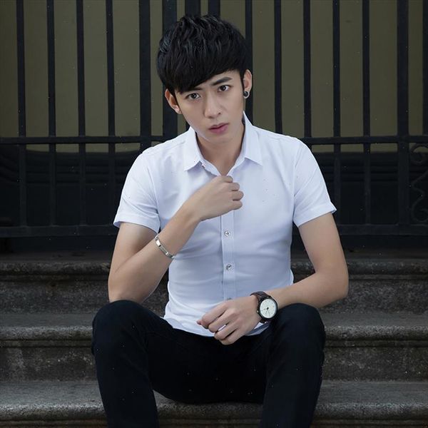 

males casual shirt men shirts 2021 new summer fashion chemise homme mens solid shirts short sleeve shirt social men blouse 5xl, White;black