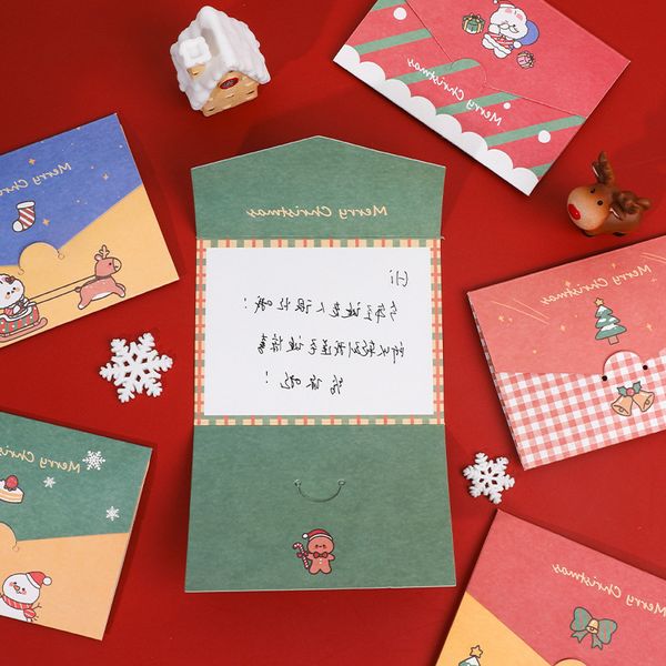 Cartão de Natal desenhos animados Feliz Natal Envelope de papel com cartão de mensagem carta de cartão estacionário presente atacado