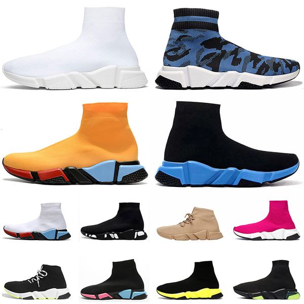 

wholesale 2021 lace up black red beige platform sock trainers women mens designer sock shoes tripler vintage clearsole sneakers