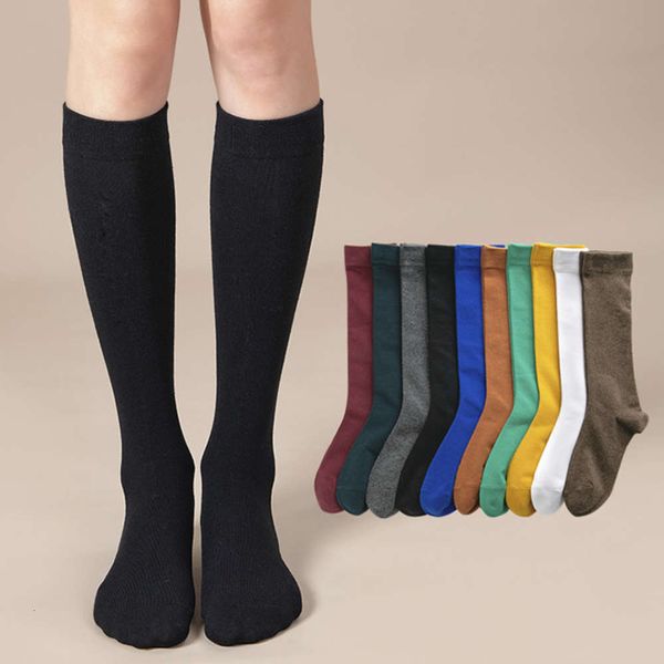 

2021 new pure color leg long tube urban trend over knee women's stockings college style japanese and korean, Black;white