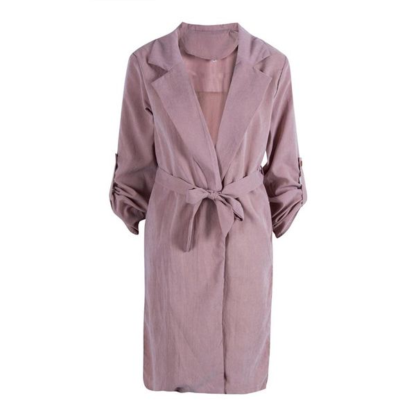 

women's trench coats fashion women long sleeve lace up waist out wear for ladies solid cardigan clothes, Tan;black