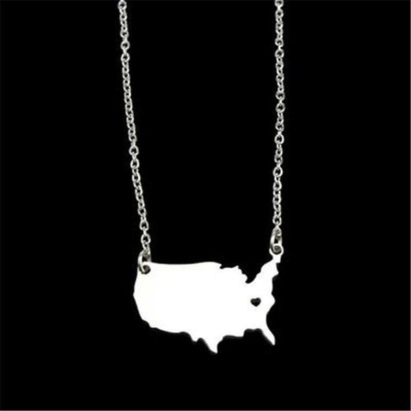 

pendant necklaces selling country stainless steel map united states dominican republic york nova scotia latvia women jewelry, Silver