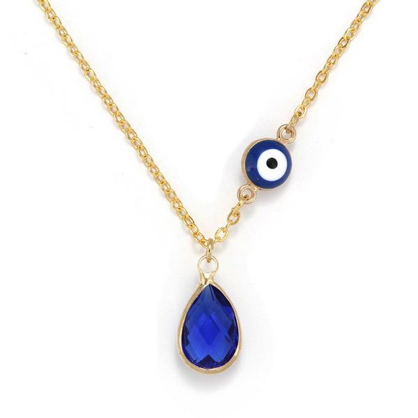 

turkey evil eye pendant simple crystal necklaces for women gold color clavicle chain choker fashion jewelry girl gift good luck, Golden;silver