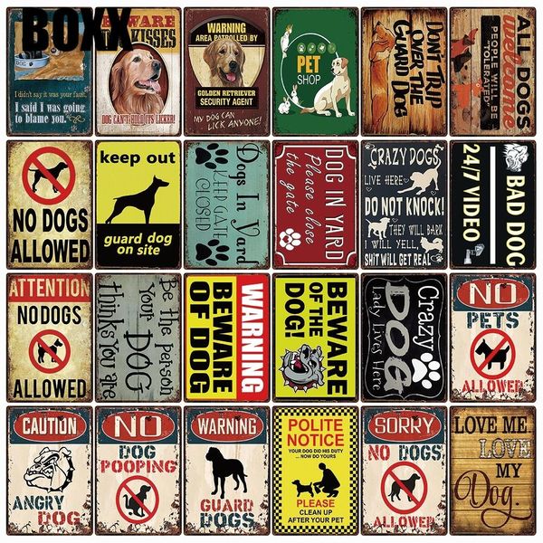 

pet shop warning beware of dogs kisses keep out metal sign home decor bar wall art painting 20*30 cm size