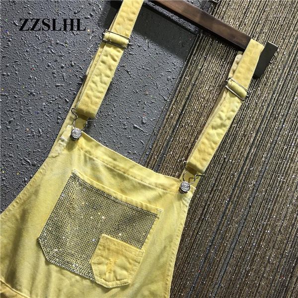 

cool painted overall jeans shorts for women harajuku short female 2020 summer new pocket drilling slimming color shorts1, Blue