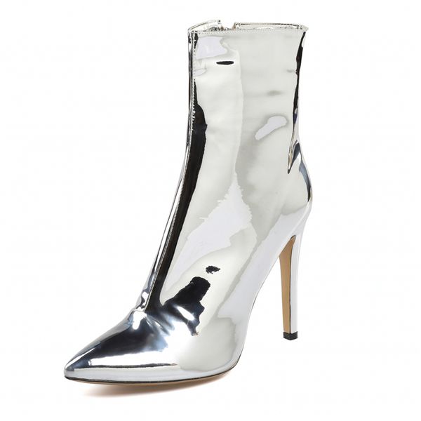 

fashions springtime mid-calf thin high-heeled boots feminine spring fall booties pointed toes of women pumps shoes sliver tl-a0223 bbuo, Black