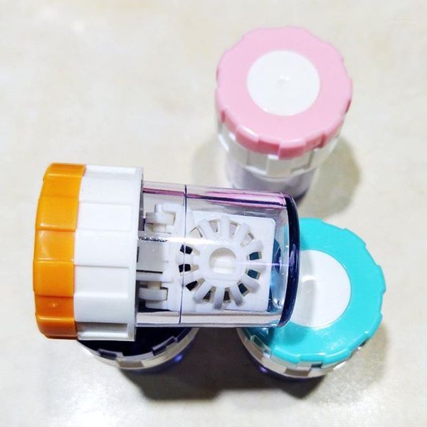 

contact lens cleaner case box manual rotation type plastic container storage holder for travel mu86691, Silver