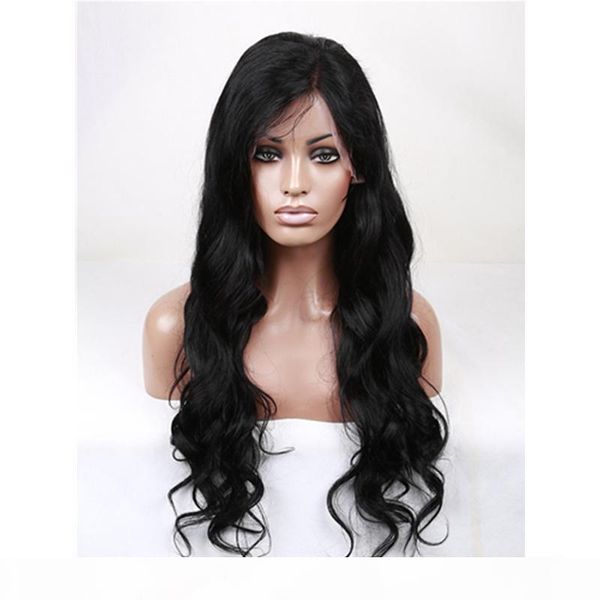 

full lace wigs lace front wigs 100% human hair body wave 8-26inch 130% density natural color swiss lace wigs indan human hair, Black;brown