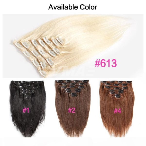 

vmae clip в наращиваниях человеческих волос 7 штук цвет натуральный черный 613 бразильский косплей зажима волос в волосы полная головка набо, Black;brown