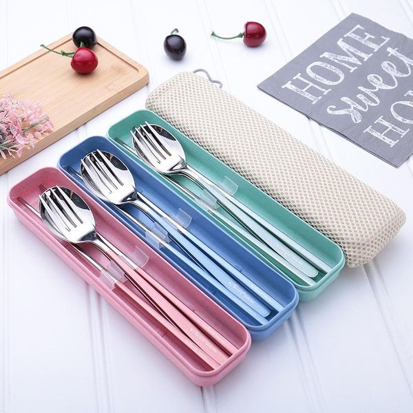 

ужин из нержавеющей стали ужин набор палочек для еды вилка ложка коробка портативные путешествия кемпинга столовые приборы посуда набор посу